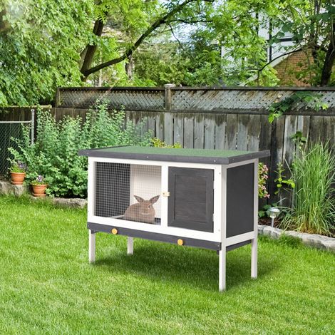 Water-Resistant Outdoor Rabbit Hutch with Lockable Doors and Removable Tray for Easy Cleaning - Perfect Small Pet Home