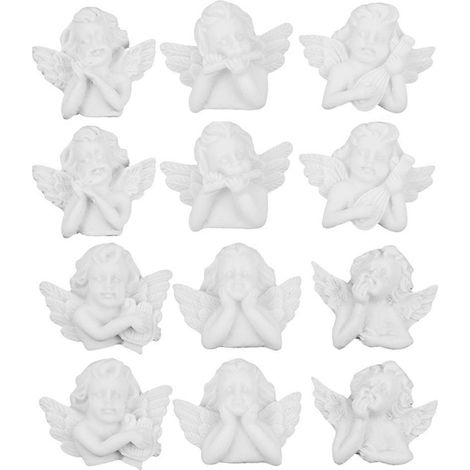 36 ornements décoratifs en résine représentant des anges, pour créations DIY-3.3X2.7X0.5CM-White (1/3)