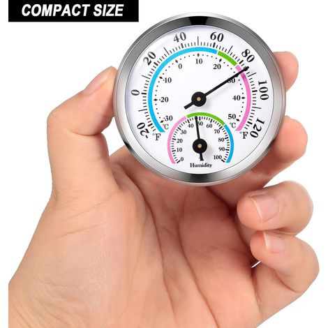 GROOFOO Argenté Mini Thermomètre et Hygromètre d'Intérieur Analogique 2 en 1,Moniteur de Température et d'Humidité pour la Pièce,l'Extérieur,Bureaux,Affichage Mécanique Ne Nécessite pas de Piles (1/5)