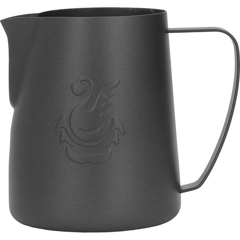 Pot à lait mousseur 420 ml en acier inoxydable 304, design épuré, orifice de sortie olécran, pichet à lait/cafetière noir (1/5)