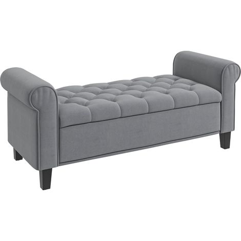 Banco tapizado con almacenaje gris 126 x 48,5 x 57 cm HOMVRA (1/5)
