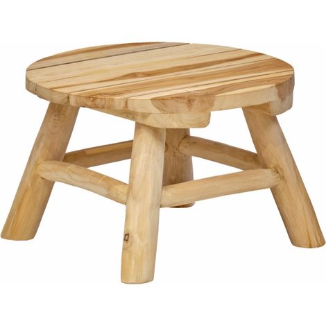 Mini tabouret / Porte plante D.30 en bois de teck naturel - OLIVIA (1/5)