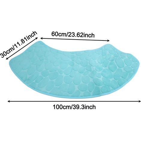 Tapis de douche incurvé, antidérapant, lavable, absorbant, pour douche d'angle, baignoire ou buanderie, 30 x 60 x 100 cm (bleu) (1/4)