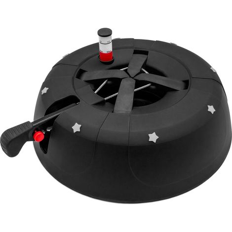 Christbaum Ständer schwarz mit Einseiltechnik und Fußhebel - 34 cm - Weihnachtsbaumständer mit Wassertank für Bäume bis 2,5 m - Tannenbaumständer Baumhalter Baumständer Baumfuß für echte Tannen
