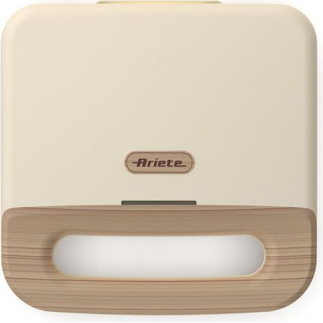 Ariete 00C197106AR0 Tostiera Breakfast Wood Griglia Elettrica Panini 750 W Piastra Antiaderente 23x13 cm Riponimento Verticale colore Beige