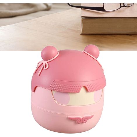 Mini poubelle à couvercle rabattable, petite poubelle de bureau, poubelle de comptoir, mini corbeille à déchets pour salle de bain, chambre ou bureau, rose (1/5)