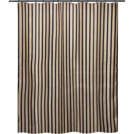 Spirella – Rideau de douche en polyester 180x200 cm – Couleur noir et beige – Anti-moisissure et hydrofuge – Lavable à 30°C (1/2)
