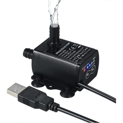 UlisemMini Pompe à Eau Submersible USB, Pompe à eau ultra silencieuse DC5V 4.8W 300L/H 300cm de hauteur, Pompe eau avec fonction de régulation, Convient pour les aquariums, les étangs, les fontaines, (1/4)