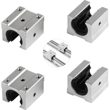 4 Pièces SBR16UU Bloc Linéaire de Glissière à Roulement, Alliage d'Aluminium Matériau, pour Machines Appareils électroniques CNC