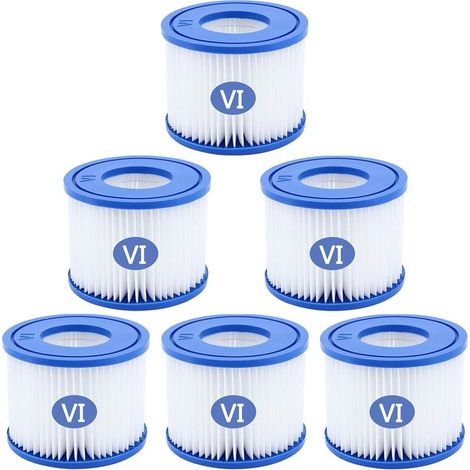 Lot de 6 Cartouches filtrantes pour Piscine Type VI, Cartouche Filtre pour Bestway Pompe de Piscine, Filtre de Piscine Intex pour Lay-Z-Spa, Miami, Monaco, Vegas (1/5)