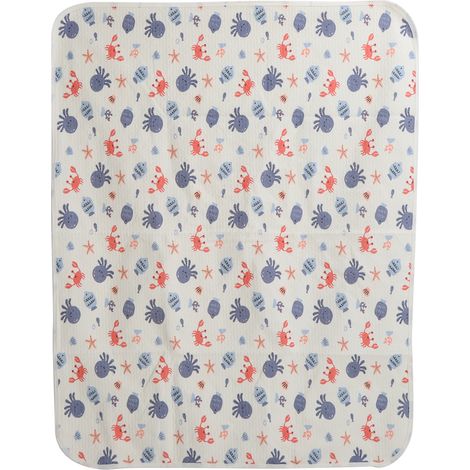 Housse de matelas à langer imperméable et lavable 80x100cm – Univers sous-marin – Coton respirant pour change bébé (1/5)