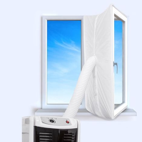 Burlete para ventana de aire acondicionado portátil, tejido impermeable y resistente al viento, kit de extracción de aire para ventana giratorio e inclinable, fácil instalación, 560 cm, blanco (1/5)