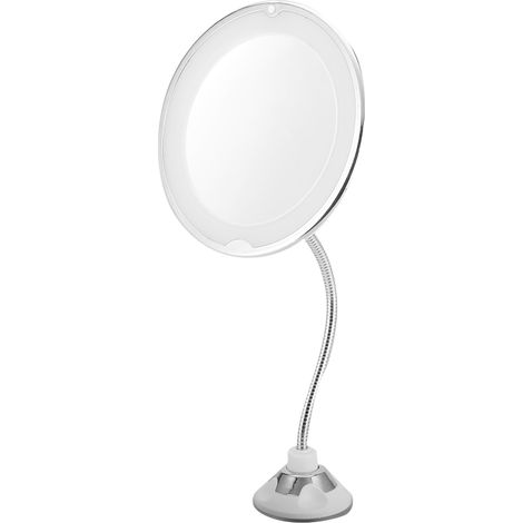 Miroir de Maquillage LED Rotatif 10X Grossissement avec Ventouse pour Salle de Bain (1/5)