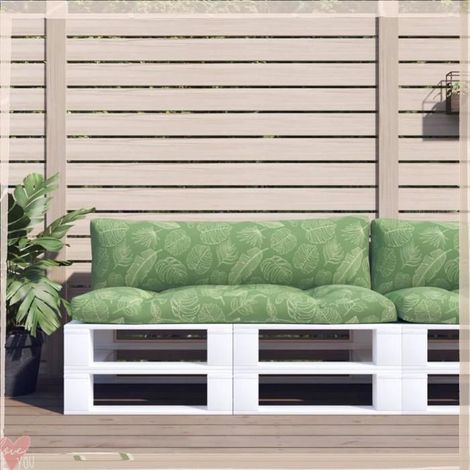 360941 Coussins de palette lot de 2 motif de feuilles tissu Oxford (1/5)