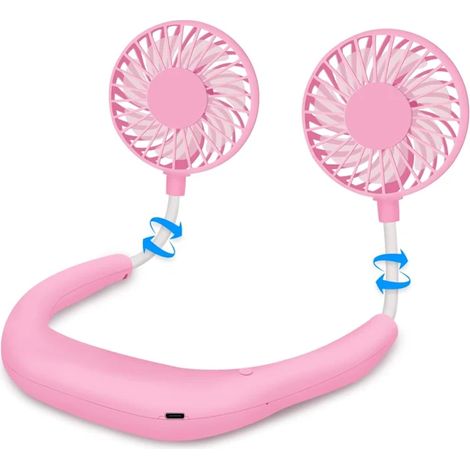 Ventilateur de cou portable mains libres USB, mini ventilateur de sport à suspendre, petit ventilateur de bureau idéal pour le bureau.-AquaForge (1/4)