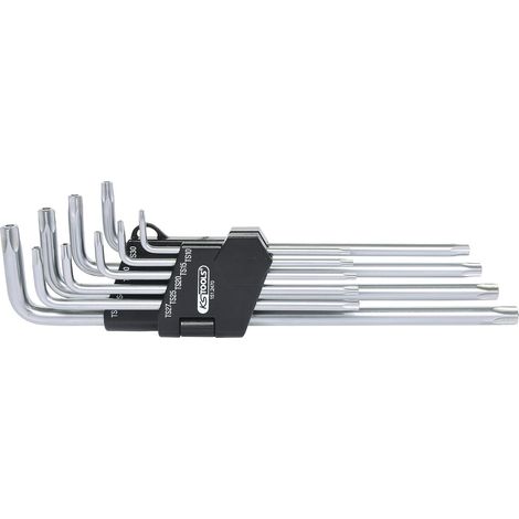 KS Tools Fünfstern-Winkelstiftschlüssel-Satz, Bohrung, lang, 9-tlg (1/4)