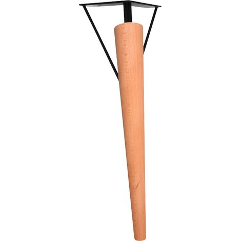 Pied droit pour table haute "CHARLY" en bois d'hêtre verni et acier noir, H 748 mm, D 50 mm