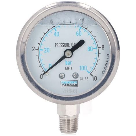 Manómetro de presión de agua, manomètre NPT 1/4 pouce, manomètre de presión de gas, d'huile et d'eau, plage de mesure 0 a 10 Mpa (1/5)