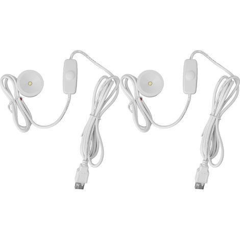 Lot de 2 spots LED professionnels 5V USB à intensité variable, petits spots ronds pour vitrines, boîtes à bijoux, entrées, armoires, lumière blanche (1/5)