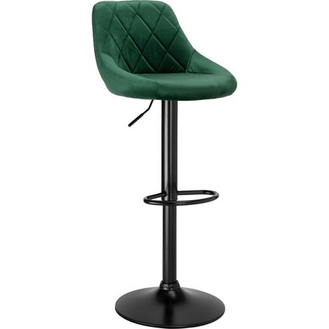 Tabouret de bar CYDRO BLACK en velours vert foncé (1/5)
