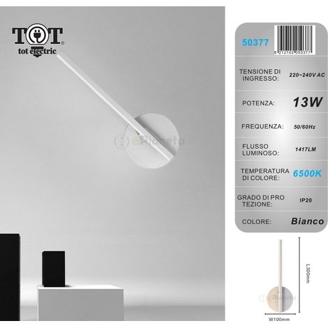 Applique da parete led 13w lineare verticale orientabile bianco oro moderno lampada luce fredda naturale  Bianco - Luce fredda