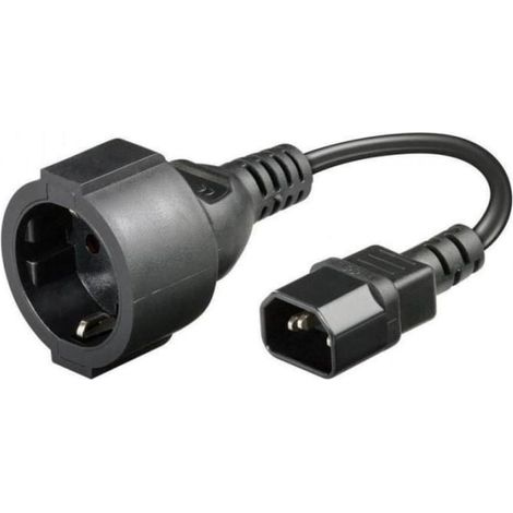 Adaptador de corriente IEC320 C14 a toma Schuko F de 23 cm