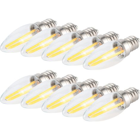 10 E12 LED-Glühlampen mit langem Glühfaden, 1,5 W, 110 V Wechselstrom, dimmbare Dekorationslampen, 10er-Packung für die Wohnraumbeleuchtung (1/5)