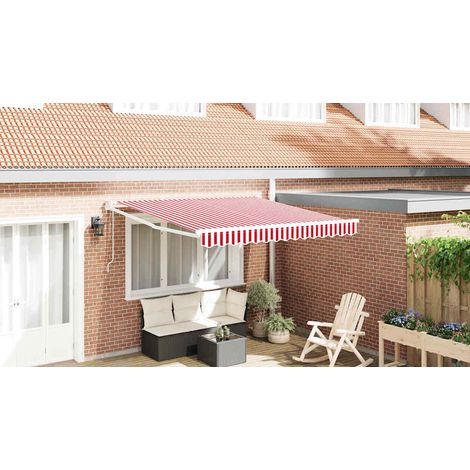 Einziehbare Markise Rot und Weiß 350 x 250 cm (1/5)