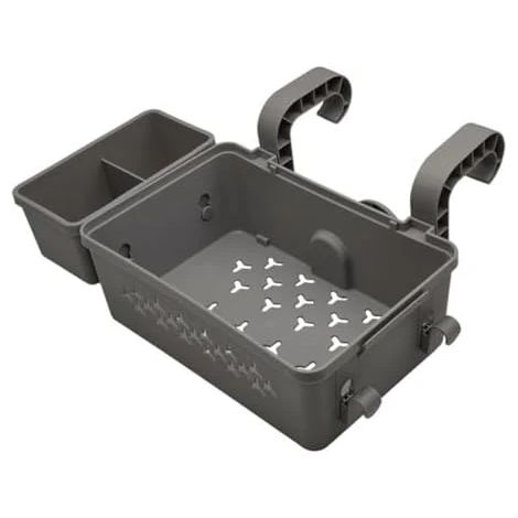 Panier de rangement portable avec porte-gobelet pour piscine hors sol - Accessoires indispensables pour une piscine organisée et agréable - Couleur grise, durable et (1/5)
