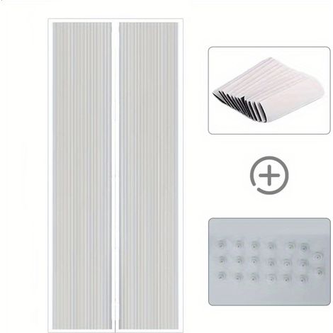 Porta con zanzariera magnetica, tenda a rete, guarnizione magnetica dall'alto verso il basso con chiusura automatica, mantiene l'aria fresca all'interno (120x210 cm, bianco)