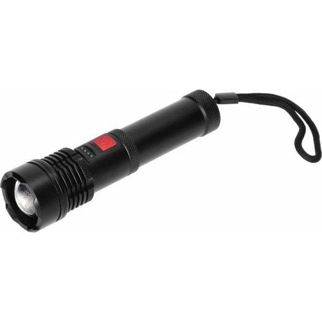 Orno Linterna Manual LED COB 12W, iluminación potente para actividades al aire libre, zoom ajustable, batería recargable 2200mAh, diseño compacto y ergonómico, color negro.