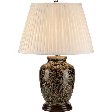 Elstead Morris - Petite Lampe de Table à 1 Lumière Noir, Or, E27 (1/2)