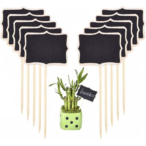 Filiyano-Lot de 20 étiquettes en bois pour plantes, mini étiquettes ardoise, pour la décoration de potagers d'intérieur, de balcons et de jardins (1/5)