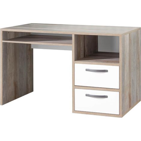 Jugendzimmer Schreibtisch MAUI-78 in Driftwood Nb. mit weiß, B/H/T: 125/75/70cm