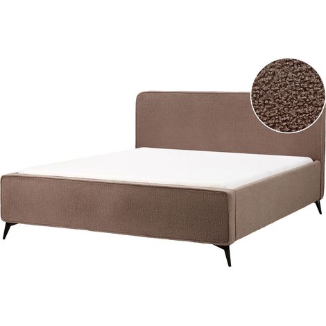 Letto matrimoniale in bouclé marrine con struttura a doghe 180 x 200 cm Linards