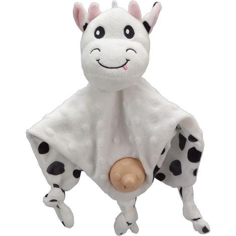 Doudou vache avec tétine, couverture réconfortante pour bébé dès 3 mois, jouet en peluche apaisant émotionnel. (1/5)