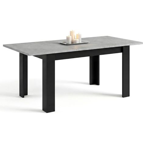 Mesa de comedor extensible 140-190x90 cm Sira Negro Mate - Gris Cemento 90cm (ancho) x 78cm (alto)