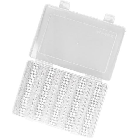 Clear Plastic Coin Holder, 100 Capsules with Pads, for (1/5)