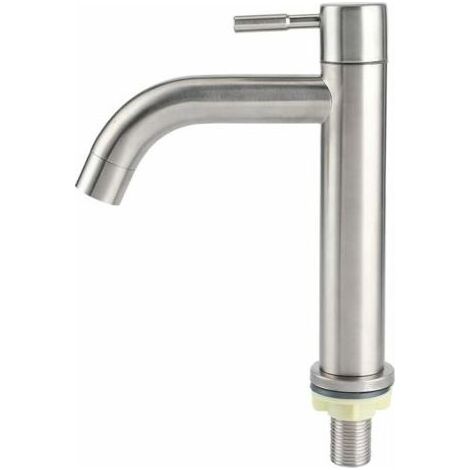 Grifo individual de agua fría de acero inoxidable cepillado G1/2 con lavabo de un solo orificio. (1/5)