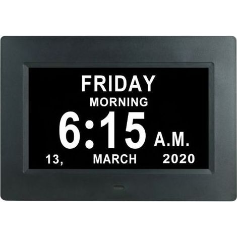 Horloge calendrier numérique One Piece 7 pouces avec date et heure, horloge Alzheimer pour parents, machine de rappel de médicaments pour grands-parents et enfants-noir-204×143×24mm (1/5)