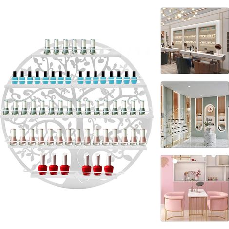 5 couches de vernis à ongles, étagère murale, support métallique, support de vernis à ongles, étagère métallique, organisateur mural, couleur blanche (1/5)