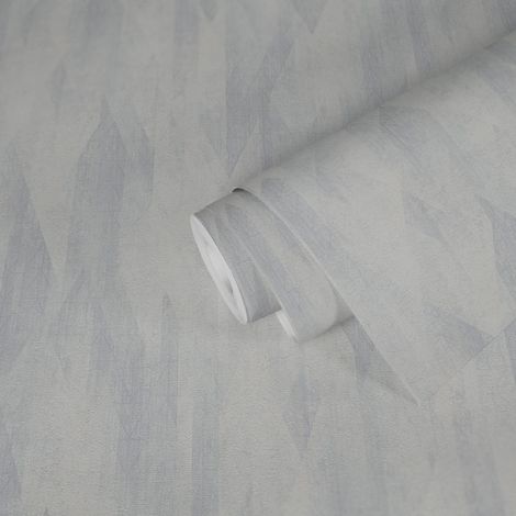 Papier peint intissé moderne pour salon et chambre à coucher avec motif géométrique en losanges en gris clair blanc (1/4)