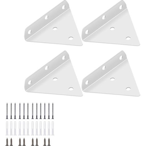 Soporte triangular, 10 x 8 x 8 cm, soporte para estante flotante, soporte para estante oculto, 4 piezas, blanco (1/5)