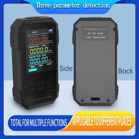Rilevatore di radiazioni elettromagnetiche multifunzionale, tester di intensità del campo elettrico, tester di campo magnetico, dispositivo di rilevamento della forza a radiofrequenza con funzione di (1/5)