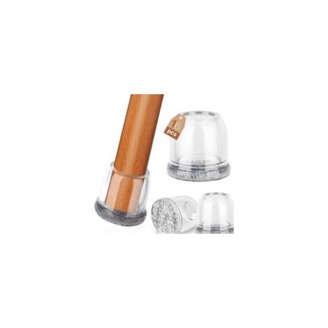 Protectores para patas de sillas ZVD, deslizadores transparentes con almohadillas de fieltro, protectores para suelos de madera y baldosas, 16 unidades - Crezuo