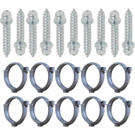 Ensemble de 10 colliers tube de descente Ø80 Zinc + 10 Vis 7x40mm - Arcanaute (1/3)