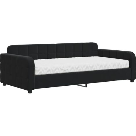 Maison Exclusive - Tagesbett mit Matratze Schwarz 100x200 cm Samt (1/5)