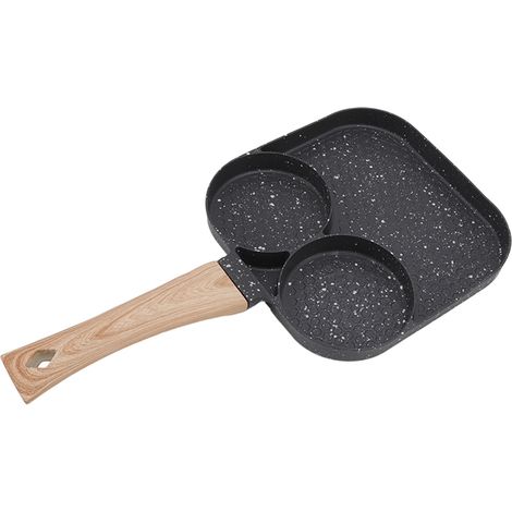 Poêle à petit-déjeuner 3 en 1 antiadhésive, résistante à la chaleur, avec compartiments et fonction grill, compatible avec les plaques à gaz et à induction. (1/5)