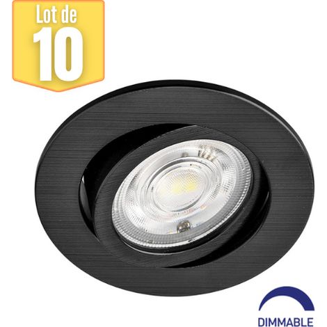 Lot de 10 spots LED encastrables 3en1 rond noir 7W – Dimmable – 3000K/4000K/6500K – IP20 – Installation rapide avec ressorts de fixation – Braytron (1/5)