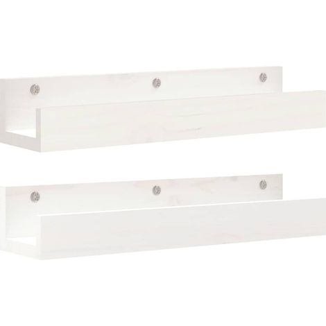 Maison Exclusive - Wandregale 2 Stk. Weiß 50x12x9 cm Massivholz K (1/5)
